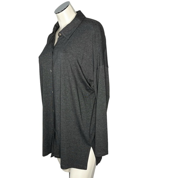 NWT BY JJ Women's Long Sleeve Button Down Grey Stretch Blouse Top Size L - Picture 3 of 16
